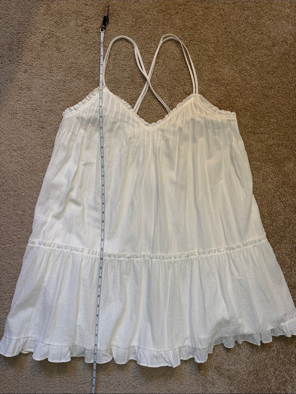 Universal Thread Cotton White Spaghetti Strap Ruffle Shift Dress Size Large - Picture 5 of 10